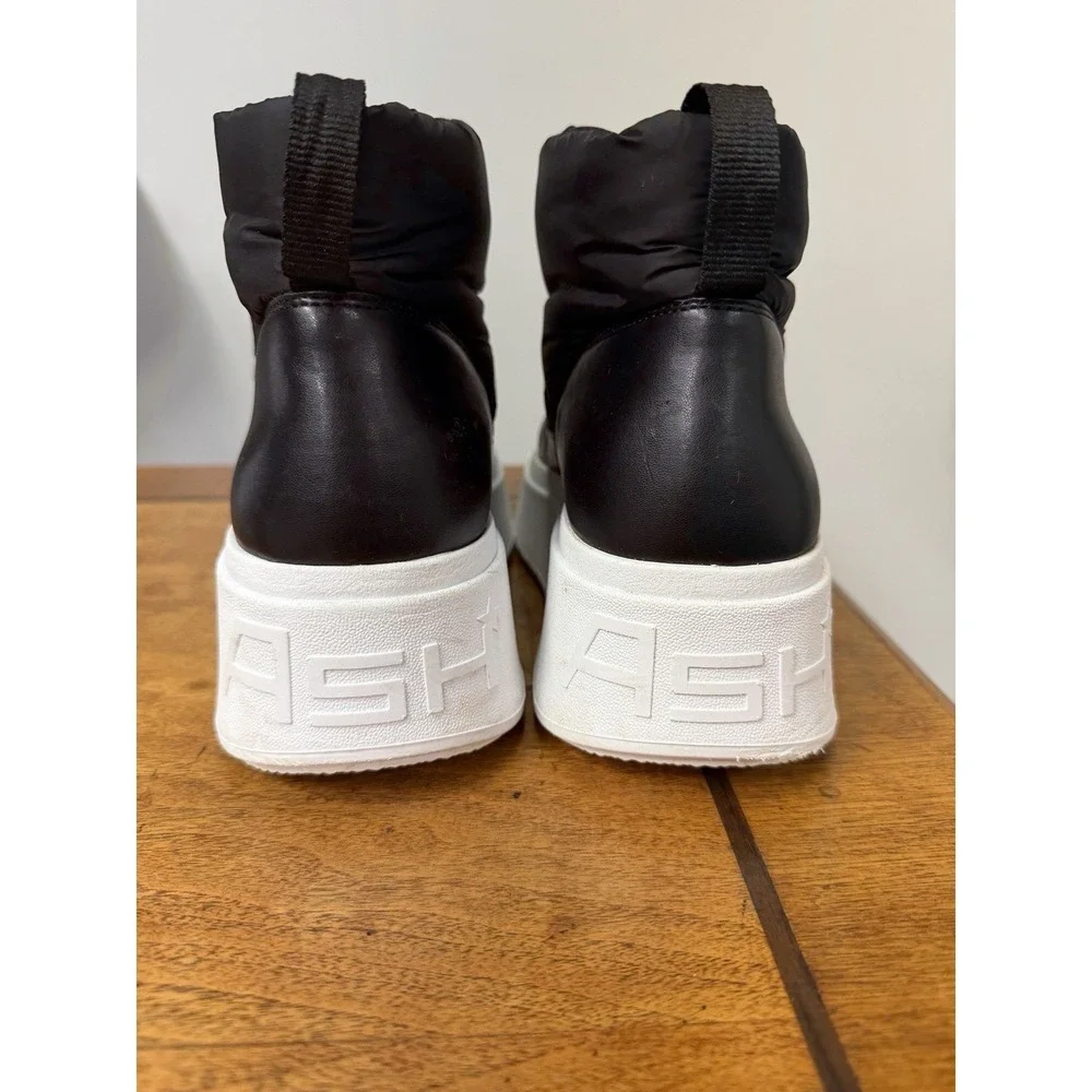 ASH Women's 7 7.5 38 Maxi Bis Platform Boots Puffy Quilted Leather pull-on Black